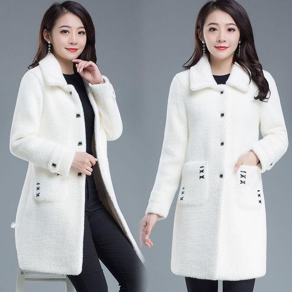 women's wool & blends 2021 autumn and winter imitation mink velvet women woolen coat mid-length slim thick gold jacket, Black
women's wool & blends 2021 autumn and winter imitation mink velvet women woolen coat mid-length slim thick gold jacket, Black