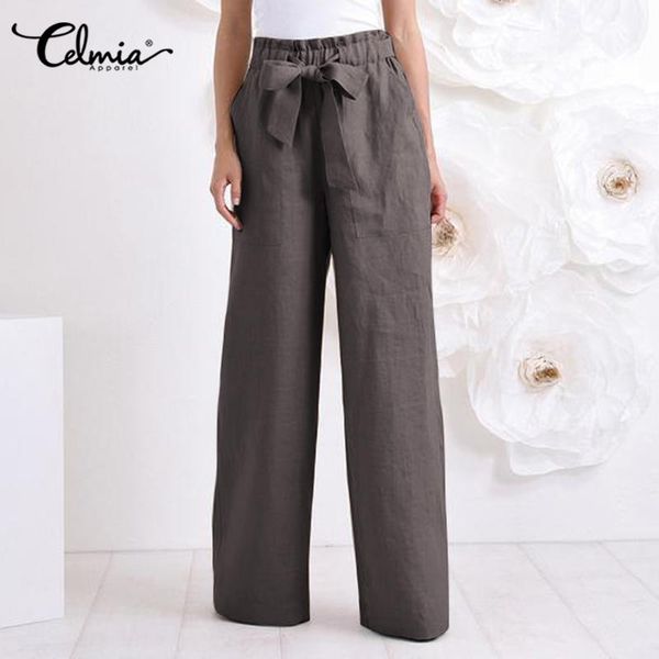 celmia 2021 women high elastic waist trousers vintage wide leg pants solid long palazzo pockets casual loose office pantalones women's, Black;white
celmia 2021 women high elastic waist trousers vintage wide leg pants solid long palazzo pockets casual loose office pantalones women's, Black;white