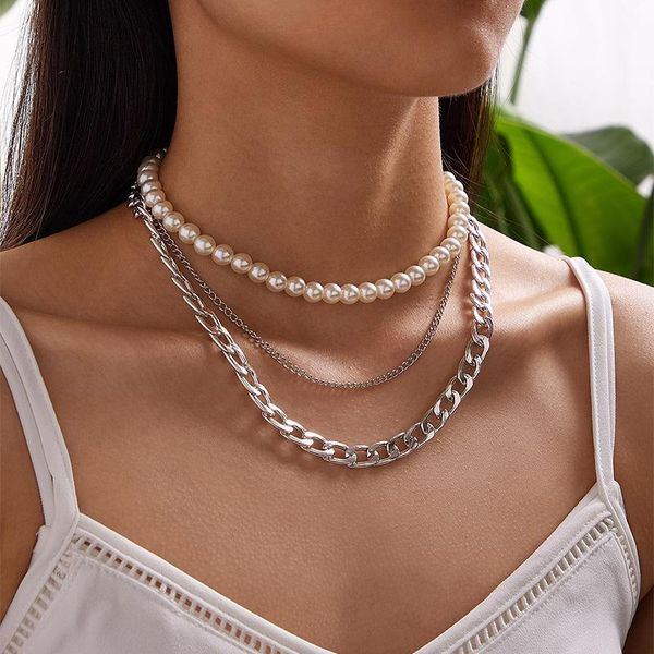 chokers vintage silver color gold metal chain big round pearl necklace for women multilayer bohemian design jewelry gifts, Golden;silver
chokers vintage silver color gold metal chain big round pearl necklace for women multilayer bohemian design jewelry gifts, Golden;silver