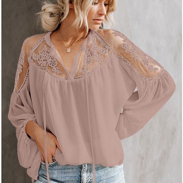 women's blouses & shirts lantern long sleeve femme lace all-match spring elegant chic patchwork trendy perspective loose women v-neck, White
women's blouses & shirts lantern long sleeve femme lace all-match spring elegant chic patchwork trendy perspective loose women v-neck, White