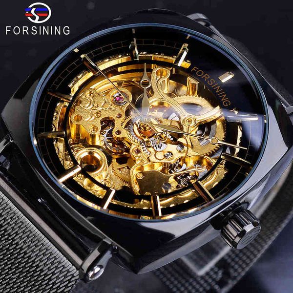 clocks refining square black mechanical man transparent golden skeleton slim mesh steel band automatic clock men, Slivery;brown
clocks refining square black mechanical man transparent golden skeleton slim mesh steel band automatic clock men, Slivery;brown