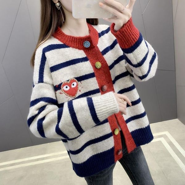 women's knits & tees sweater jacket women loose korean love knit students wear 2021 girl striped cardigan, White
women's knits & tees sweater jacket women loose korean love knit students wear 2021 girl striped cardigan, White