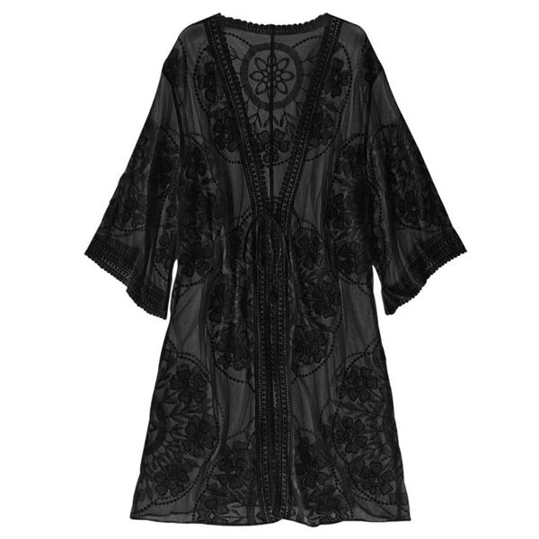 embroidered sheer kimono cover up women's clothing swimwears cover-ups lace tie front summer beach pool party cloth swimwear, White;black
embroidered sheer kimono cover up women's clothing swimwears cover-ups lace tie front summer beach pool party cloth swimwear, White;black