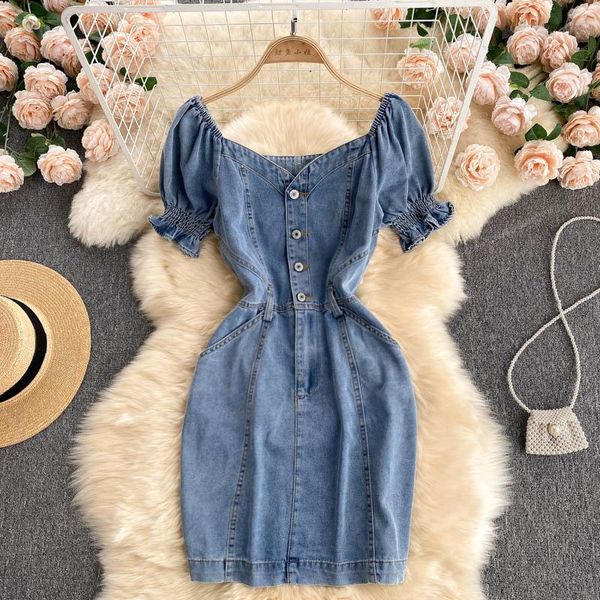 party dresses summer age reduction vestidos female v-neck puff sleeves breasted waist slim retro denim bag hip mini dress kk019, White;black
party dresses summer age reduction vestidos female v-neck puff sleeves breasted waist slim retro denim bag hip mini dress kk019, White;black