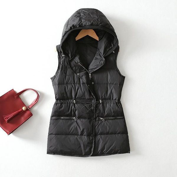 women's vests 2021 winter vest waistcoat women sleeveless thicken warm white duck down jacket drawstring hooded female, Black;white
women's vests 2021 winter vest waistcoat women sleeveless thicken warm white duck down jacket drawstring hooded female, Black;white