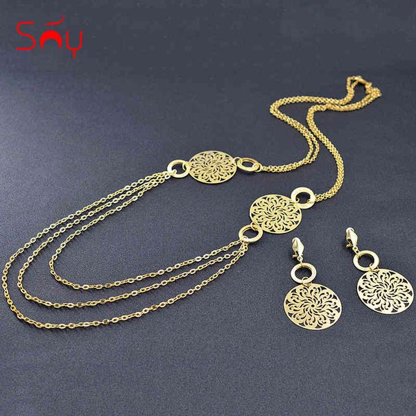 jewelry sets sunny fashion 2021 long chain necklace earrings women's round flower hollow for party, Black
jewelry sets sunny fashion 2021 long chain necklace earrings women's round flower hollow for party, Black