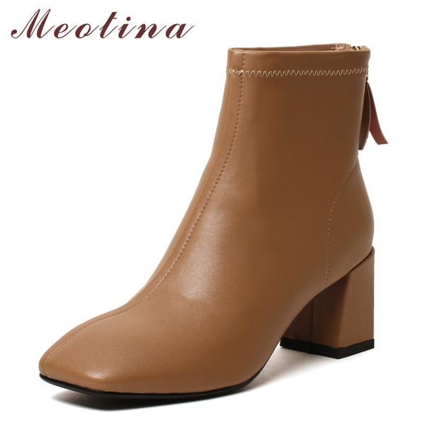 genuine leather high heel ankle boots short women shoes square toe thick heels zipper female autumn black 210517
genuine leather high heel ankle boots short women shoes square toe thick heels zipper female autumn black 210517