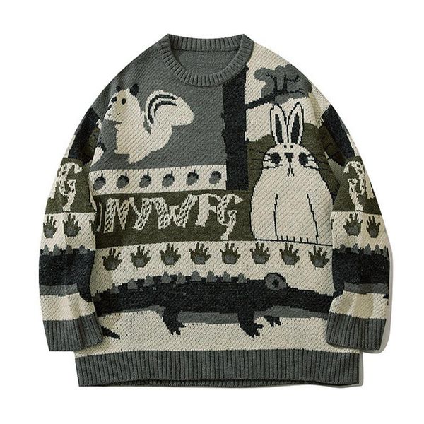 men's sweaters animal cartoon sweater men harajuku knitted hip hop streetwear pullover o-neck oversize casual couple male, White;black
men's sweaters animal cartoon sweater men harajuku knitted hip hop streetwear pullover o-neck oversize casual couple male, White;black
