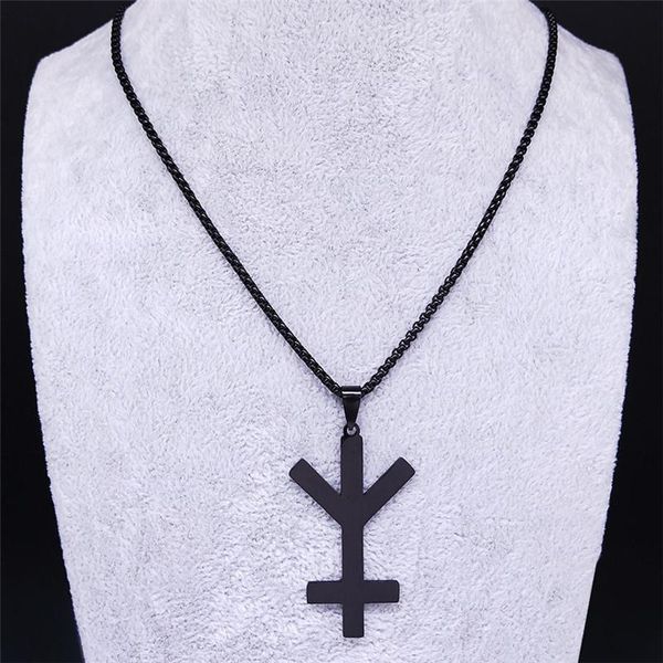 religious bindrune - inverted cross stainless steel necklace black color jewelry joyeria acero inoxidable n1266s02 pendant necklaces, Silver
religious bindrune - inverted cross stainless steel necklace black color jewelry joyeria acero inoxidable n1266s02 pendant necklaces, Silver