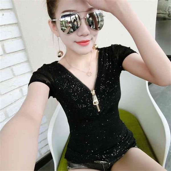summer mesh tshirt v-neck zipper short sleeve women camiseta mujer cotton elastic basic tshirt woman casual t93203 210421, Black;gray
summer mesh tshirt v-neck zipper short sleeve women camiseta mujer cotton elastic basic tshirt woman casual t93203 210421, Black;gray