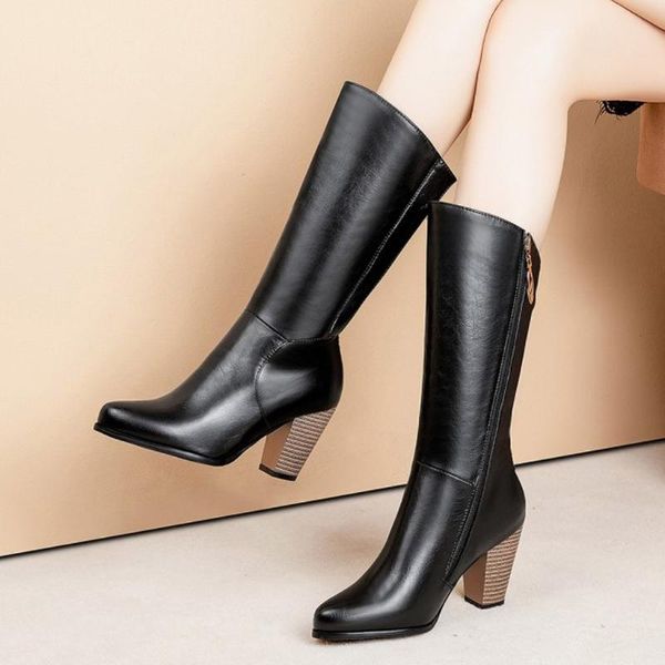 boots women's long tube leather winter high heel boot 2021 lady stylish classic rome riding wide calf pointed shoes, Black
boots women's long tube leather winter high heel boot 2021 lady stylish classic rome riding wide calf pointed shoes, Black