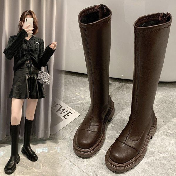 women knee-high boots winter platform gothic shoes fashion warm equestrian 2021 women's high botas mujer, Black
women knee-high boots winter platform gothic shoes fashion warm equestrian 2021 women's high botas mujer, Black