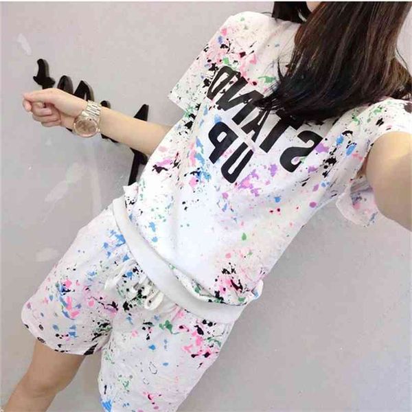 summer women set short sleeve printed t shirt + shorts sweat suits tracksuits camouflage two piece s 210607, White
summer women set short sleeve printed t shirt + shorts sweat suits tracksuits camouflage two piece s 210607, White