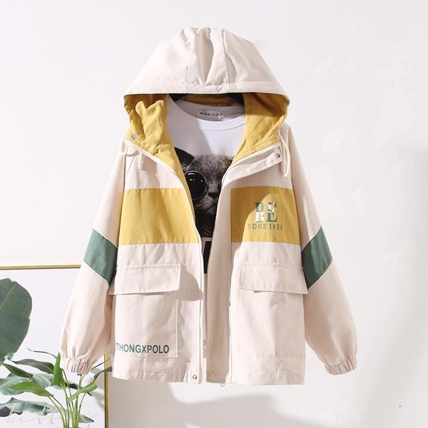 women's jackets spring autumn harajuku short jacket women loose casual hooded coats female zipper patchwork color outwear windbreaker m, Black;brown
women's jackets spring autumn harajuku short jacket women loose casual hooded coats female zipper patchwork color outwear windbreaker m, Black;brown