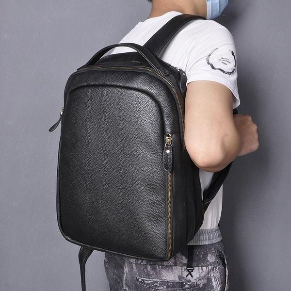 backpack quality leather heavy duty design men travel casual daypack rucksack fashion black college school lapbag 621
backpack quality leather heavy duty design men travel casual daypack rucksack fashion black college school lapbag 621