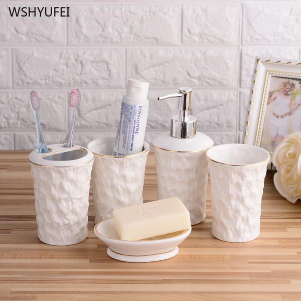 bath accessory set wshyufei european irregular ceramic bathroom five-piece cleaning home toothbrush holder soap dispenser dish
bath accessory set wshyufei european irregular ceramic bathroom five-piece cleaning home toothbrush holder soap dispenser dish