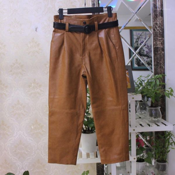 women's pants & capris chic leather ninth spring autumn 2021 fashion genuine belt harem a975, Black;white
women's pants & capris chic leather ninth spring autumn 2021 fashion genuine belt harem a975, Black;white