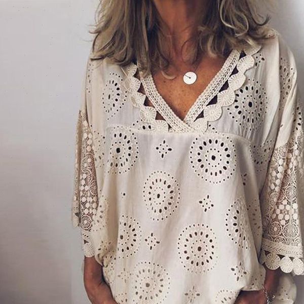hollow out lace patchwork womens blouses plus size 5xl geometry v neck summer shirt vrouw large g8, White
hollow out lace patchwork womens blouses plus size 5xl geometry v neck summer shirt vrouw large g8, White