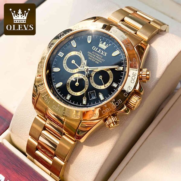 olevs luxury18k golden men's watch automatic mechanical superior making belt stainless steel deep anti-e clock ditona pulse, Slivery;brown
olevs luxury18k golden men's watch automatic mechanical superior making belt stainless steel deep anti-e clock ditona pulse, Slivery;brown