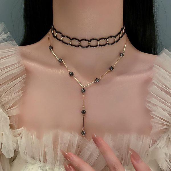chains fashion black necklace women korean simple crystal beaded choker long necklaces temperament jewelry, Silver
chains fashion black necklace women korean simple crystal beaded choker long necklaces temperament jewelry, Silver