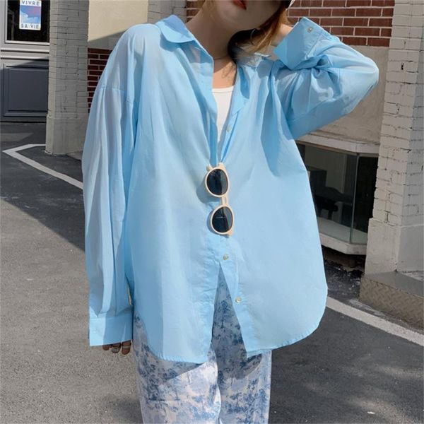 women's blouses & shirts hzirip ol sunscreen femme gentle thin 2021 elegant basic lapel solid loose long sleeve work wear, White
women's blouses & shirts hzirip ol sunscreen femme gentle thin 2021 elegant basic lapel solid loose long sleeve work wear, White