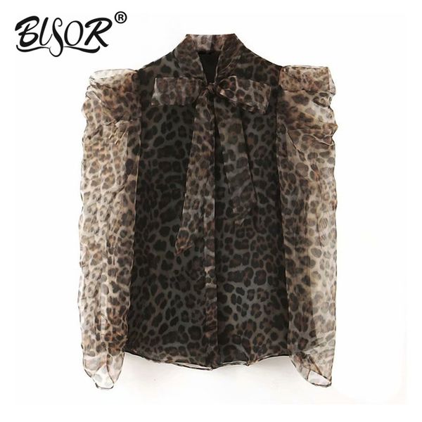 women chic leopard bow tie collar blouse organza lantern sleeve office wear female shirt see through blusas 210401, White
women chic leopard bow tie collar blouse organza lantern sleeve office wear female shirt see through blusas 210401, White