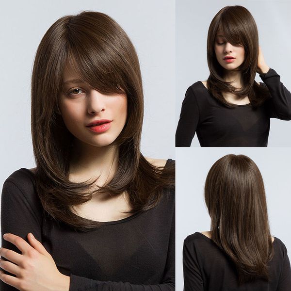 dark brown layered hairstyle synthetic hair wigs for women daily natural wavy hair cosplay wigs heat resistant, Black
dark brown layered hairstyle synthetic hair wigs for women daily natural wavy hair cosplay wigs heat resistant, Black