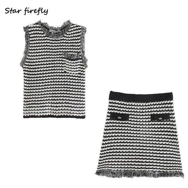two piece dress star firefly fashionable suit female 2021spring casual round neck pocket edge vest high waist striped fringe skirt wo, White
two piece dress star firefly fashionable suit female 2021spring casual round neck pocket edge vest high waist striped fringe skirt wo, White