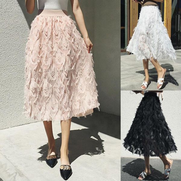 skirts women high waist feather skirt sheer tulle tassels swing vintage sweet female solid long skirs, Black
skirts women high waist feather skirt sheer tulle tassels swing vintage sweet female solid long skirs, Black