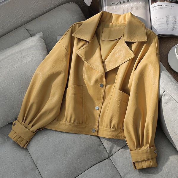 women's leather & faux 2021 women casual pu jacket autumn soft jackets ladies single-breasted basic coat female loose, Black
women's leather & faux 2021 women casual pu jacket autumn soft jackets ladies single-breasted basic coat female loose, Black