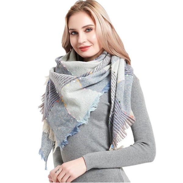 scarves 2021 winter triangle scarf for women cashmere plaid ladies blanket shawls and wraps foulard femme pashmina, Blue;gray
scarves 2021 winter triangle scarf for women cashmere plaid ladies blanket shawls and wraps foulard femme pashmina, Blue;gray
