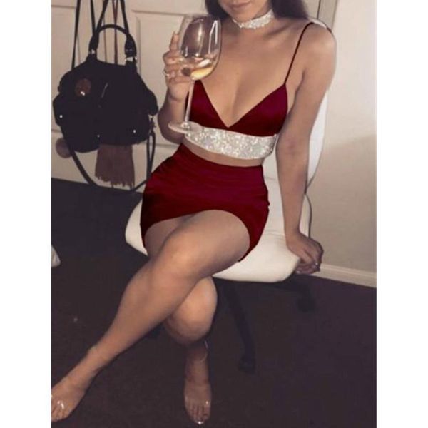 two piece dress summer womens 2pcs set v-neck crop and skirt clubwear women sets, White
two piece dress summer womens 2pcs set v-neck crop and skirt clubwear women sets, White