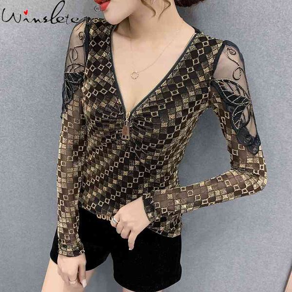 women's t-shirt spring fall european style girls fashion print gold v-neck spliced mesh women shiny diamonds tees t11211, White
women's t-shirt spring fall european style girls fashion print gold v-neck spliced mesh women shiny diamonds tees t11211, White