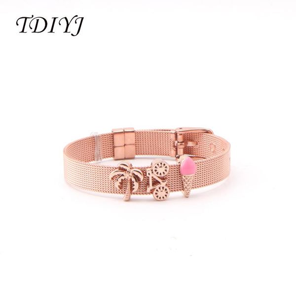 charm bracelets tdiyj summer vacation rose gold mesh bracelet set with bike cream coconut tree keeper silde 1set, Golden;silver
charm bracelets tdiyj summer vacation rose gold mesh bracelet set with bike cream coconut tree keeper silde 1set, Golden;silver
