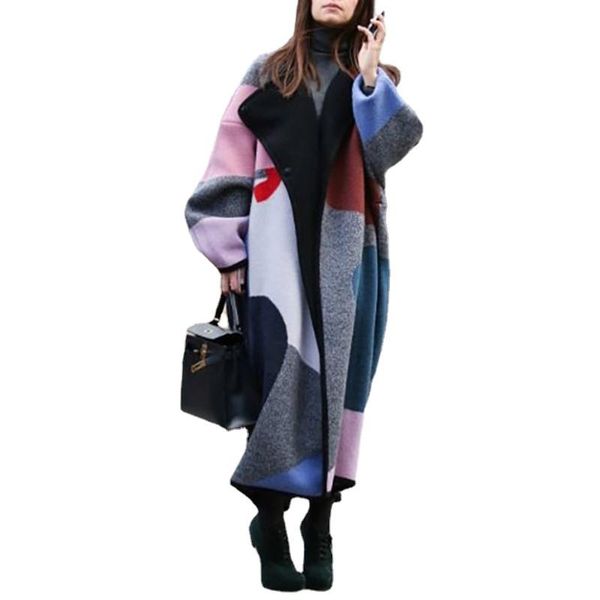 women's wool & blends fall/winter 2021 fashion jacket color matching lapel digital printing temperament double-sided woolen coat women, Black
women's wool & blends fall/winter 2021 fashion jacket color matching lapel digital printing temperament double-sided woolen coat women, Black