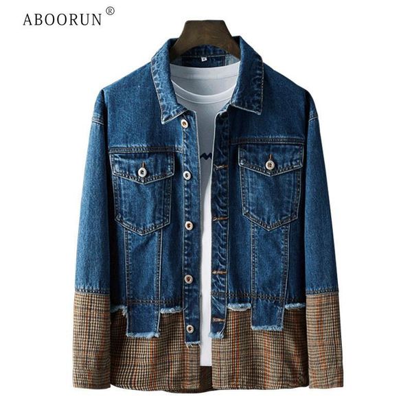 men's jackets aboorun fashion plaid patchwork denim harajuku oversize jean coat streetwear for male, Black;brown
men's jackets aboorun fashion plaid patchwork denim harajuku oversize jean coat streetwear for male, Black;brown