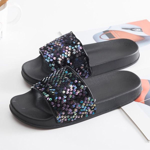 fashion coloful rhinestone slides summer women bling sequins slippers female thick sole home pvc flip flops, Black
fashion coloful rhinestone slides summer women bling sequins slippers female thick sole home pvc flip flops, Black