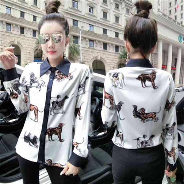 luxury women's designer shirts plus size spring fall runway long sleeve lapel neck printed ladies elegant blouse office button shirt, White
luxury women's designer shirts plus size spring fall runway long sleeve lapel neck printed ladies elegant blouse office button shirt, White