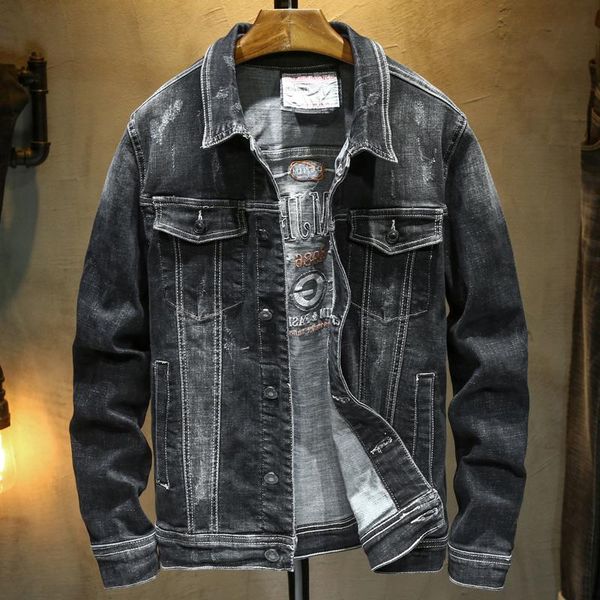 men's jackets 2021 spring autumn black denim jacket classic embroidery trend brand young men slim lapel cotton m-3xl, Black;brown
men's jackets 2021 spring autumn black denim jacket classic embroidery trend brand young men slim lapel cotton m-3xl, Black;brown