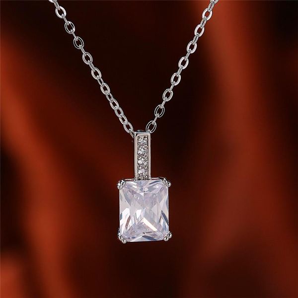 pendant necklaces luxury female white crystal necklace rose gold silver color classic bridal square wedding for women
pendant necklaces luxury female white crystal necklace rose gold silver color classic bridal square wedding for women