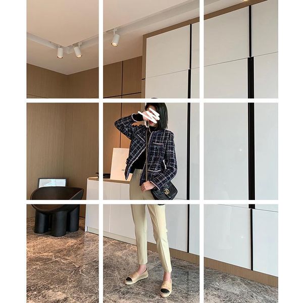 women's wool & blends small fragrant wind short jacket women 2021 spring fashion plaid clothing, Black
women's wool & blends small fragrant wind short jacket women 2021 spring fashion plaid clothing, Black