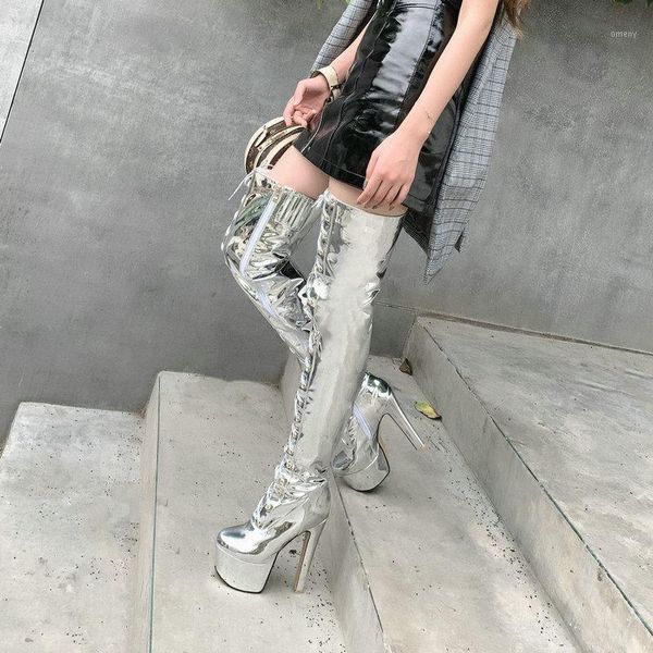 boots silver mirror leather autumn winter ladies thigh cross tied zipper platform super high heel large size women's shoes1, Black
boots silver mirror leather autumn winter ladies thigh cross tied zipper platform super high heel large size women's shoes1, Black