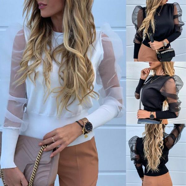 women's t-shirt fashion women transparent long puff sleeve turtle neck slim fit casual see through sheer mesh, White
women's t-shirt fashion women transparent long puff sleeve turtle neck slim fit casual see through sheer mesh, White