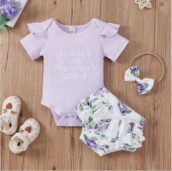 clothing sets baby girls outfit 3pcs , sweet style summer sleeve round collar letter romper + floral printing lace shorts bow headwear, White
clothing sets baby girls outfit 3pcs , sweet style summer sleeve round collar letter romper + floral printing lace shorts bow headwear, White