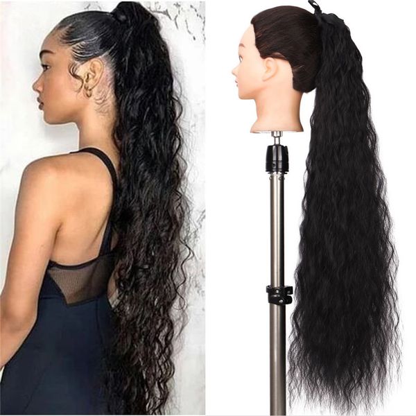32 inches wave synthetic clip in ponytail exentions 11 colors ponytails simulation human hair extensions bundles as-32po, Black
32 inches wave synthetic clip in ponytail exentions 11 colors ponytails simulation human hair extensions bundles as-32po, Black