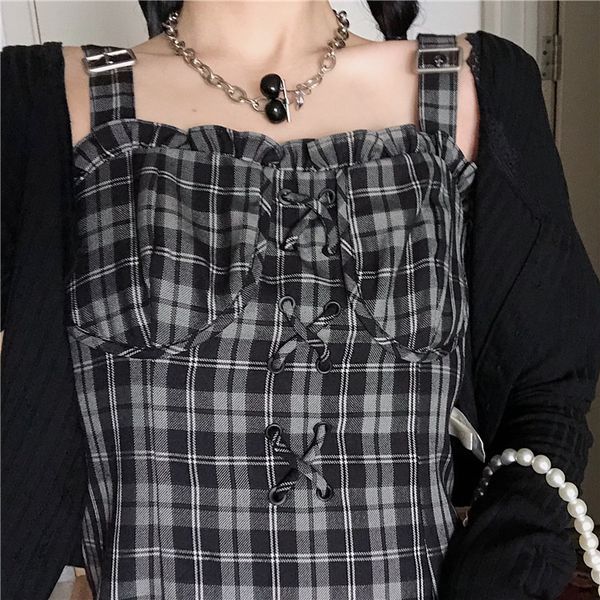 dress back sleeveless plaid bow in dark black cardigan knitted or crocheted, Black;gray
dress back sleeveless plaid bow in dark black cardigan knitted or crocheted, Black;gray