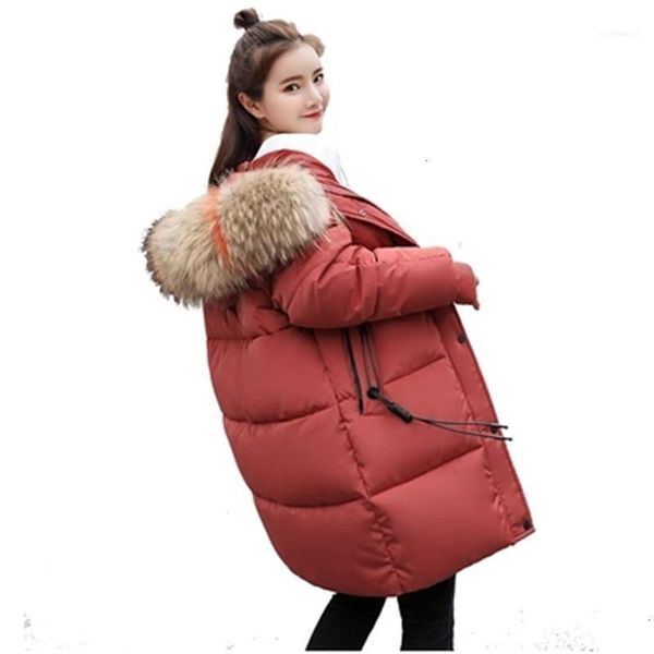 women's down & parkas winter hooded long women korean version of the loose warm big fur collar cotton pad large size coat 5411, Black
women's down & parkas winter hooded long women korean version of the loose warm big fur collar cotton pad large size coat 5411, Black