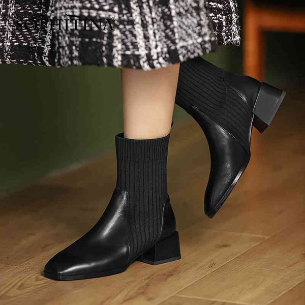 sophitina ankle boots women fashion retro knitting cow leather slip-on lady boots square toe mid heel casual female shoes so873 210513, Black
sophitina ankle boots women fashion retro knitting cow leather slip-on lady boots square toe mid heel casual female shoes so873 210513, Black