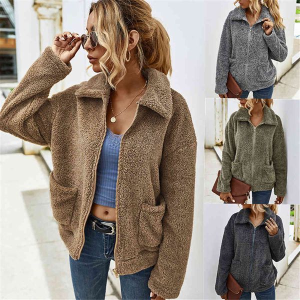 jacket female winter collar pocket with soft thick fur coat, Black;brown
jacket female winter collar pocket with soft thick fur coat, Black;brown