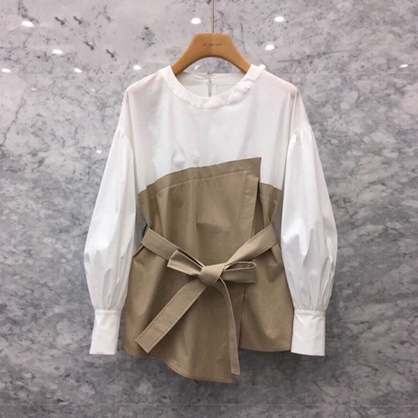 spring new slim fake two-piece o neck full shirt loose waist jacket woman tshirts 210421, White
spring new slim fake two-piece o neck full shirt loose waist jacket woman tshirts 210421, White